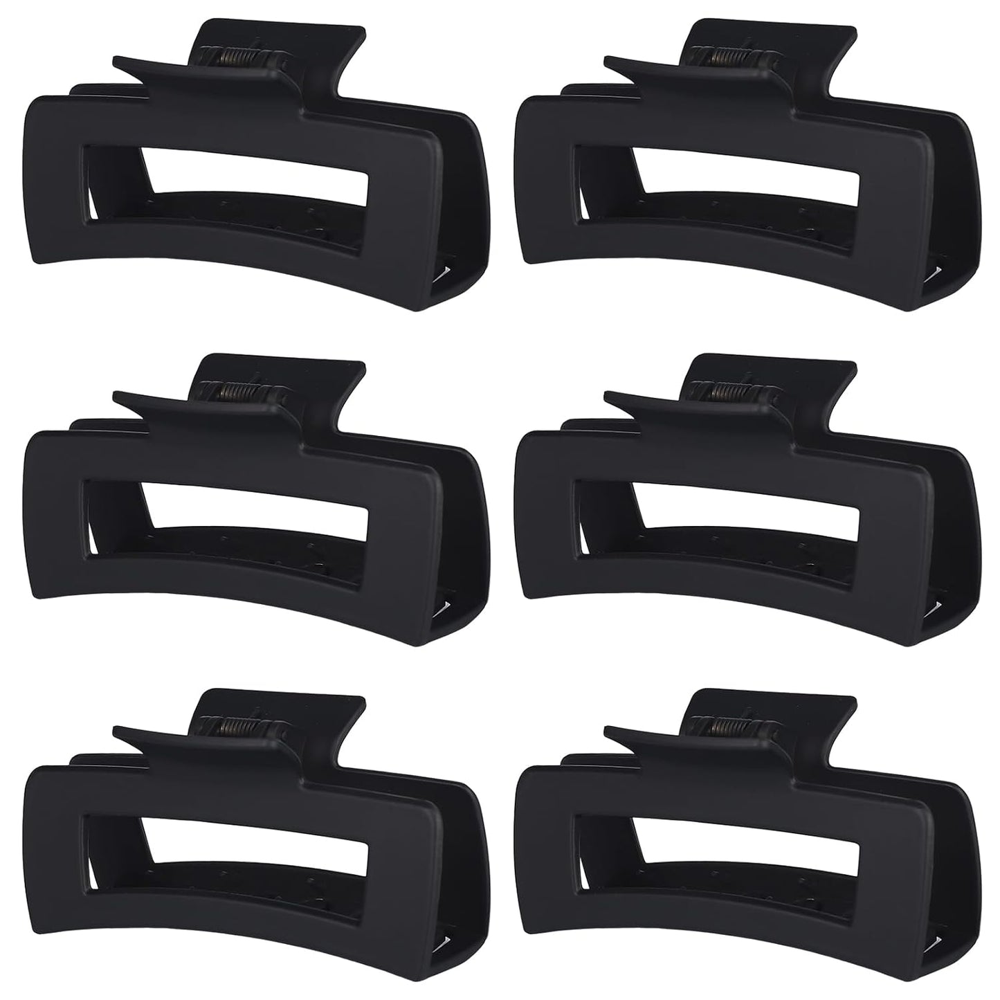 4 Inch Big Hair Claw Clips - 6 Pcs Large for Thick Hair, Square and Rectangle, Banana Jaw Clips, Hair Accessories for Women and Girls - Dopamine