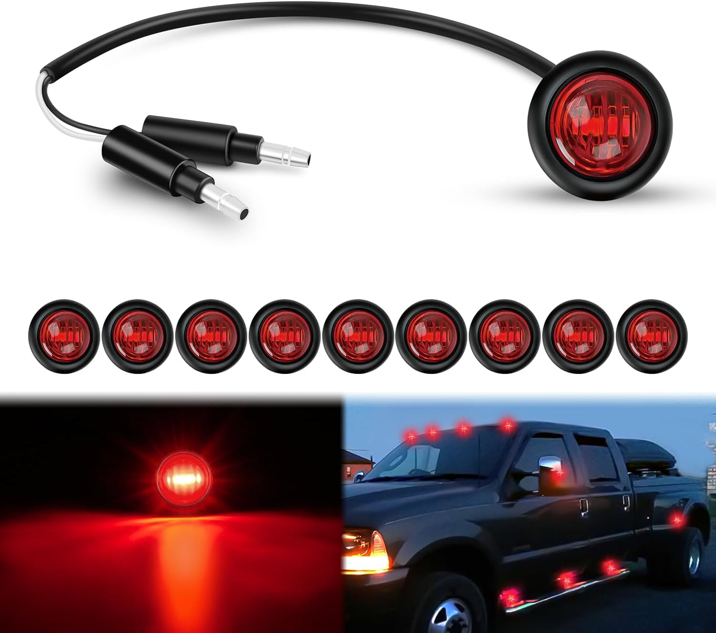 10 PCS 3/4 Inch round LED Clearance Light Front Rear Side Indicator Bullet Marker Lamp for Truck RV Car Bus Trailer Van Caravan Boat, Blue