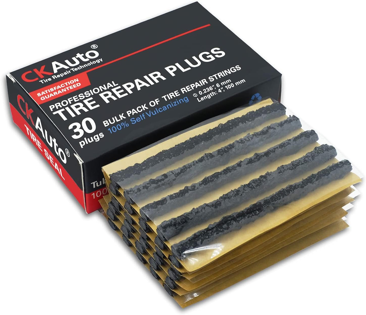 60Pcs 4" Black Tire Repair Strings, Automotive Tool Tire Repair Plugs for Tubeless Off-Road Tires Car, Bike, ATV, UTV, Wheelbarrow, Mower