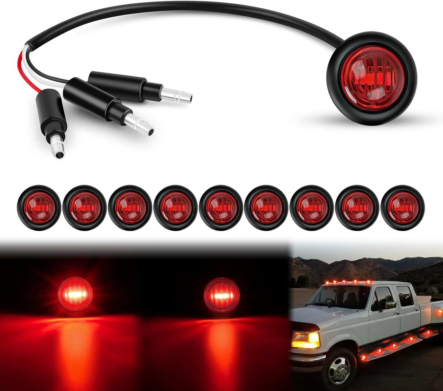 10 PCS 3/4 Inch round LED Clearance Light Front Rear Side Indicator Bullet Marker Lamp for Truck RV Car Bus Trailer Van Caravan Boat, Blue