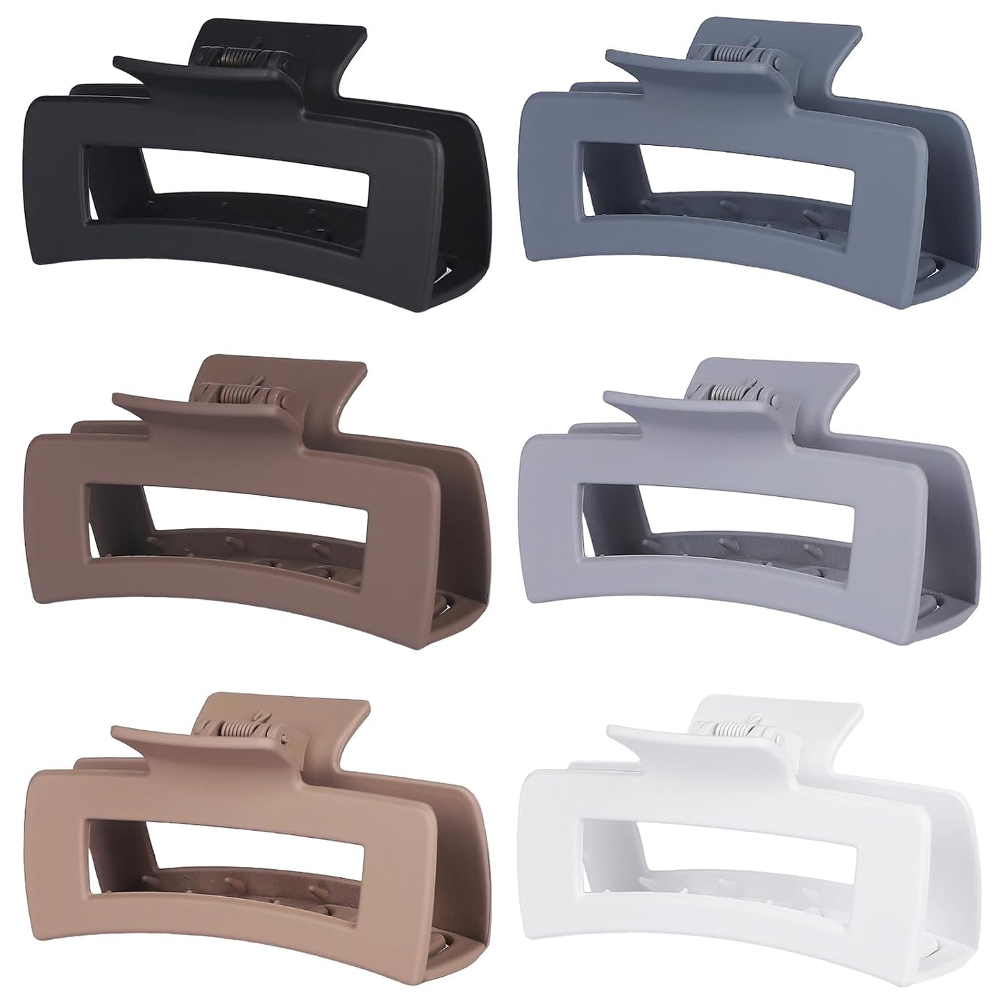 4 Inch Big Hair Claw Clips - 6 Pcs Large for Thick Hair, Square and Rectangle, Banana Jaw Clips, Hair Accessories for Women and Girls - Dopamine