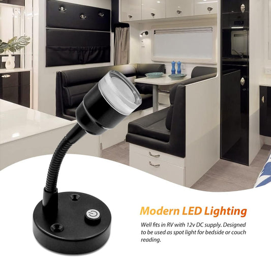 RV Interior LED Lights - 12V Couch Overhead Bedside Reading Light - Blue & Warm White Lighting - Wall Mounted for RV Trailer Motorhome, Pack of 2