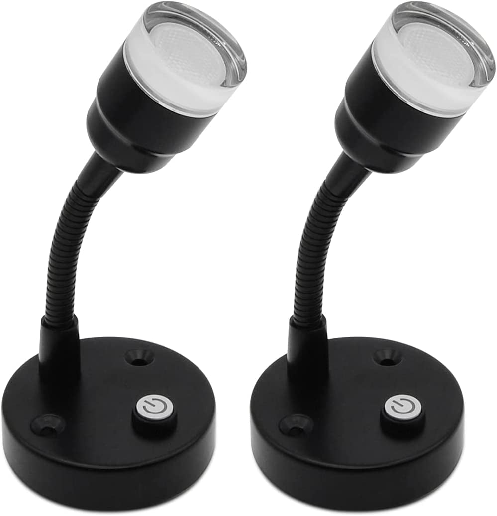 RV Interior LED Lights - 12V Couch Overhead Bedside Reading Light - Blue & Warm White Lighting - Wall Mounted for RV Trailer Motorhome, Pack of 2