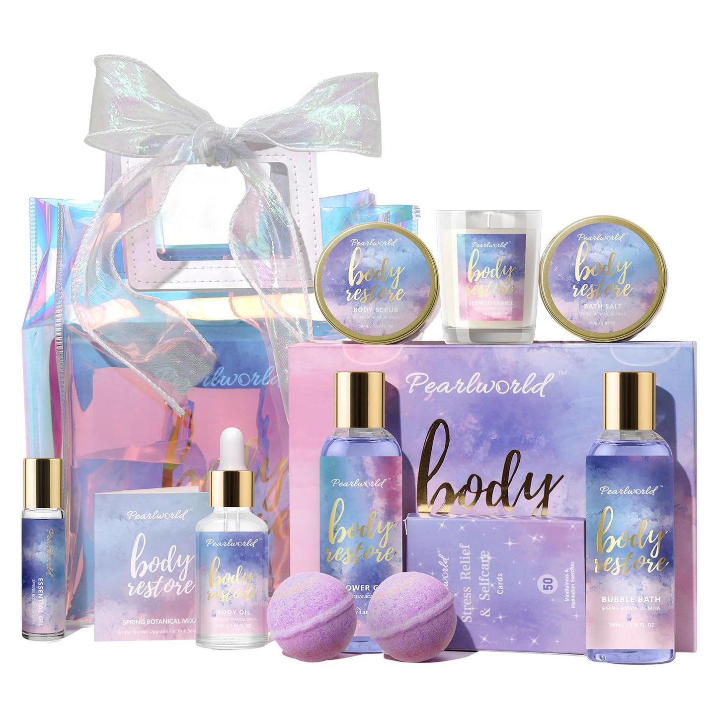 Lavender Spa Set for Women, Bath Set for Women, Self Care for Women, Nourishing and Relaxing, 7 Piece Home Spa Set, Birthday Gift and a Gift for Mom