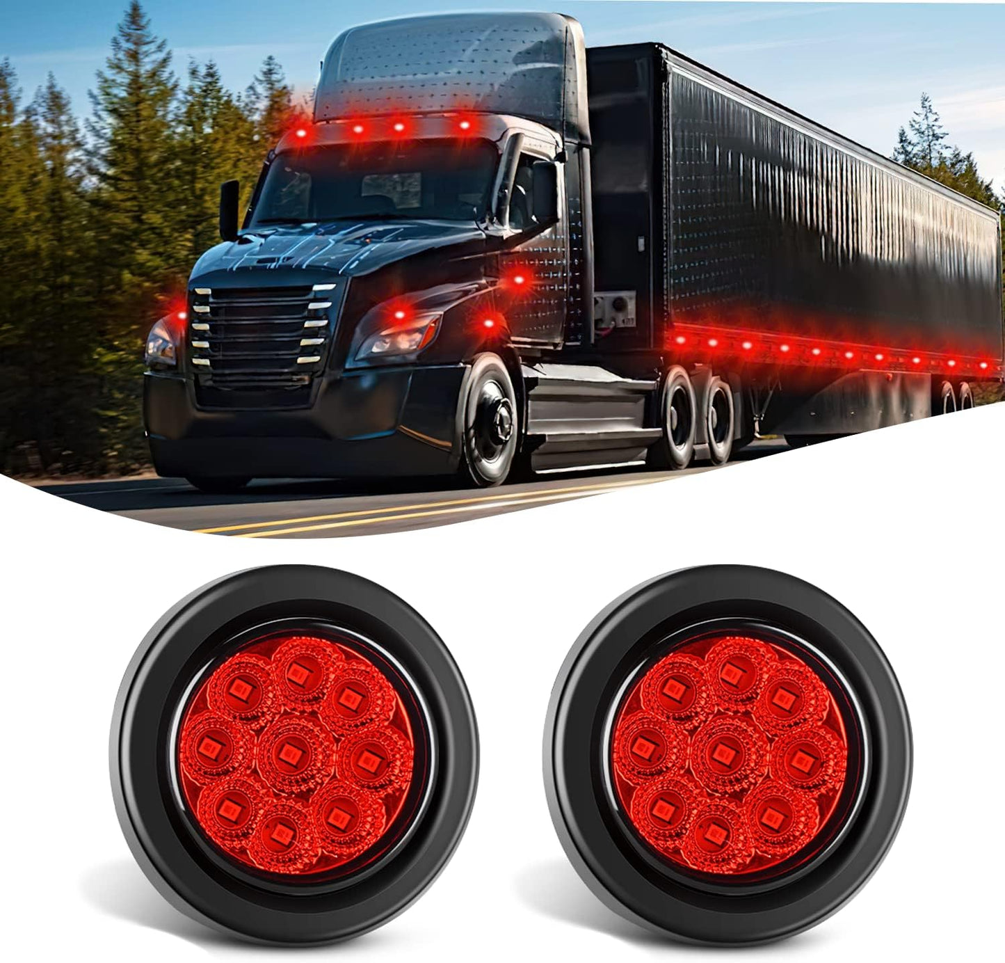 10 PCS 3/4 Inch round LED Clearance Light Front Rear Side Indicator Bullet Marker Lamp for Truck RV Car Bus Trailer Van Caravan Boat, Blue