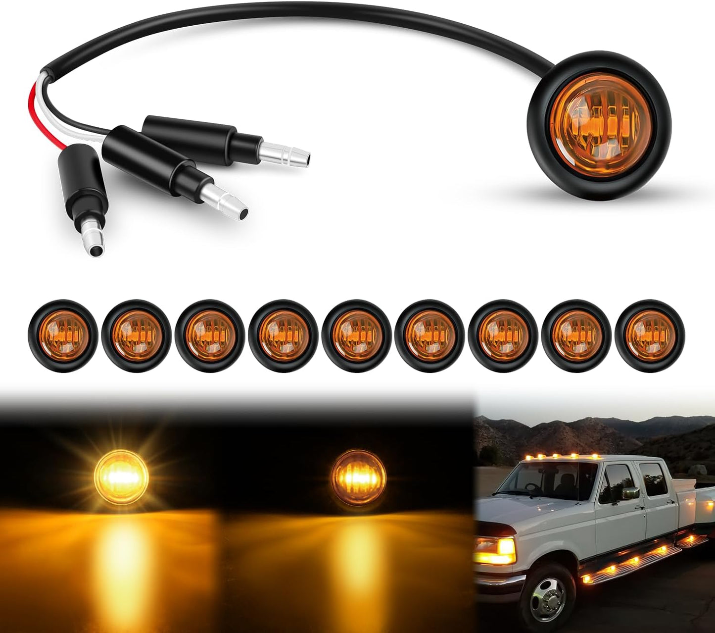 10 PCS 3/4 Inch round LED Clearance Light Front Rear Side Indicator Bullet Marker Lamp for Truck RV Car Bus Trailer Van Caravan Boat, Blue