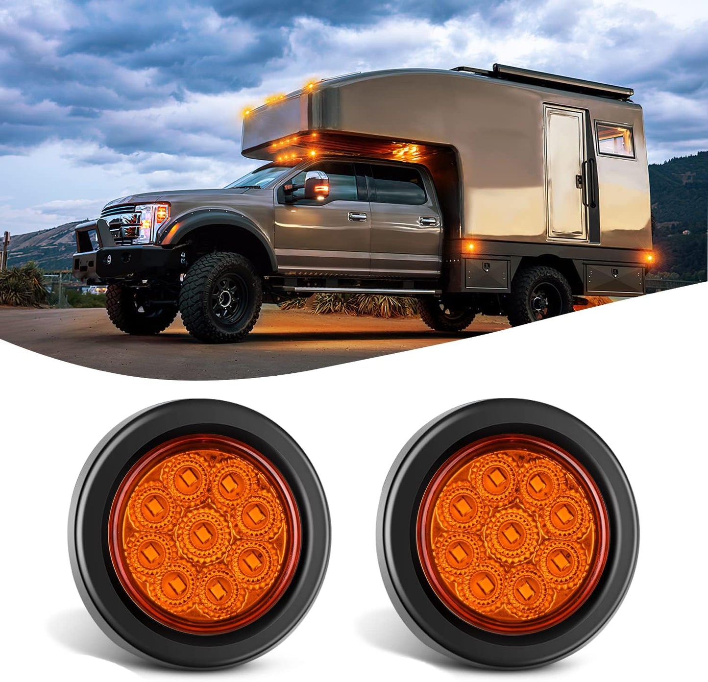 10 PCS 3/4 Inch round LED Clearance Light Front Rear Side Indicator Bullet Marker Lamp for Truck RV Car Bus Trailer Van Caravan Boat, Blue