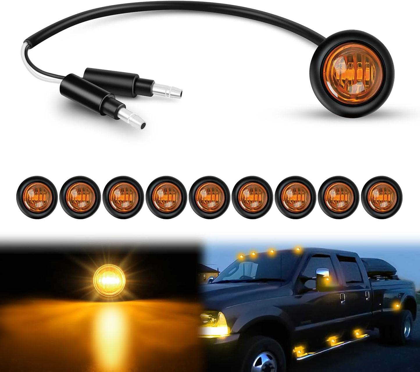 10 PCS 3/4 Inch round LED Clearance Light Front Rear Side Indicator Bullet Marker Lamp for Truck RV Car Bus Trailer Van Caravan Boat, Blue