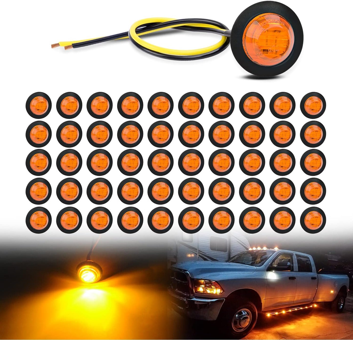 10 PCS 3/4 Inch round LED Clearance Light Front Rear Side Indicator Bullet Marker Lamp for Truck RV Car Bus Trailer Van Caravan Boat, Blue