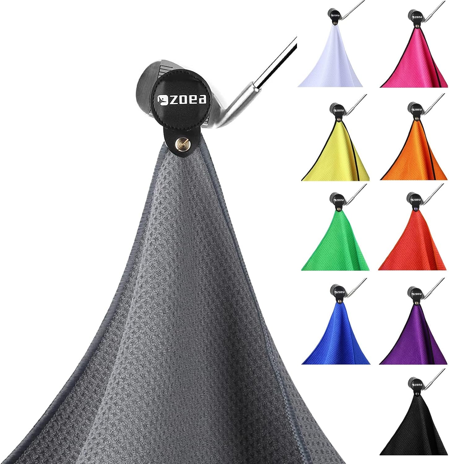 Magnetic Towel, Magnetic Clip for Golf Towel, Microfiber Fabric Waffle Pattern Towels Industrial Strength Magnet for Strong Hold to Golf Carts or Clubs (1, Black 27 * 20)