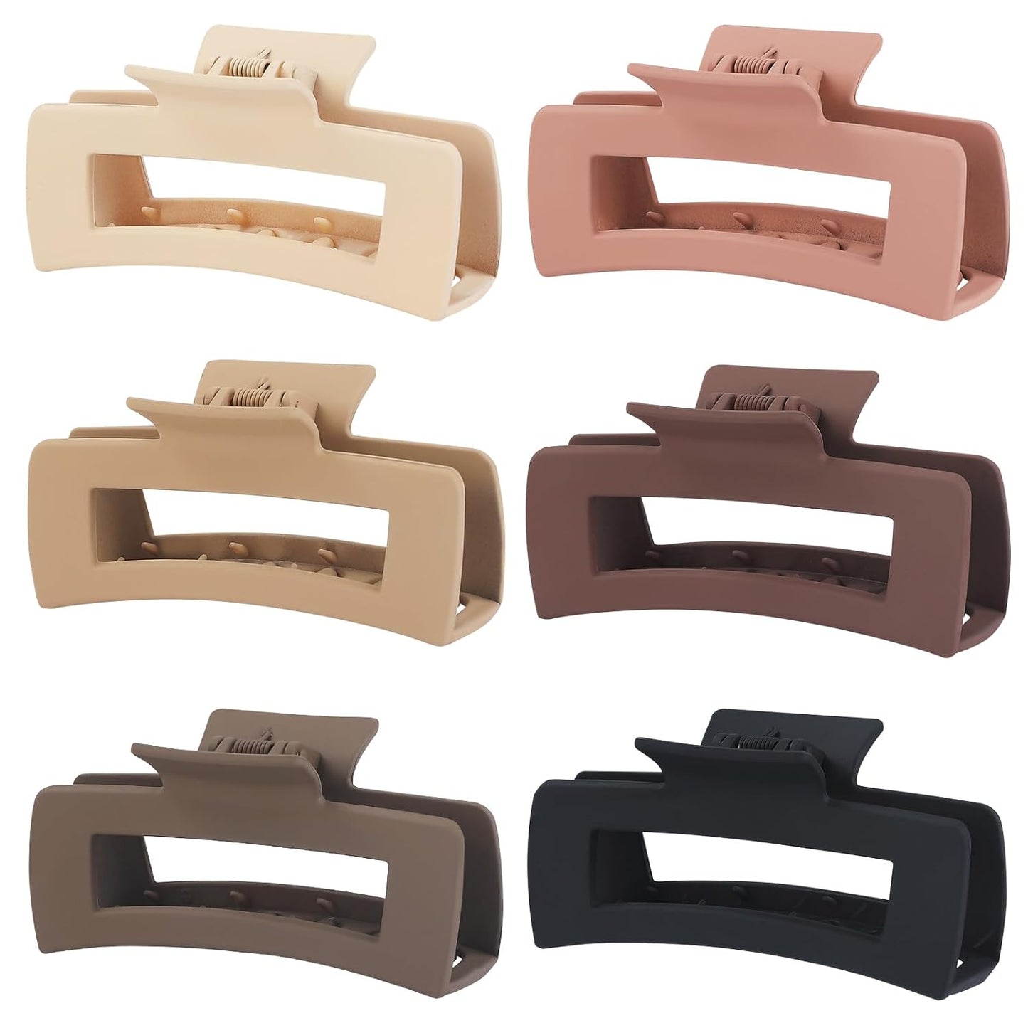 4 Inch Big Hair Claw Clips - 6 Pcs Large for Thick Hair, Square and Rectangle, Banana Jaw Clips, Hair Accessories for Women and Girls - Dopamine