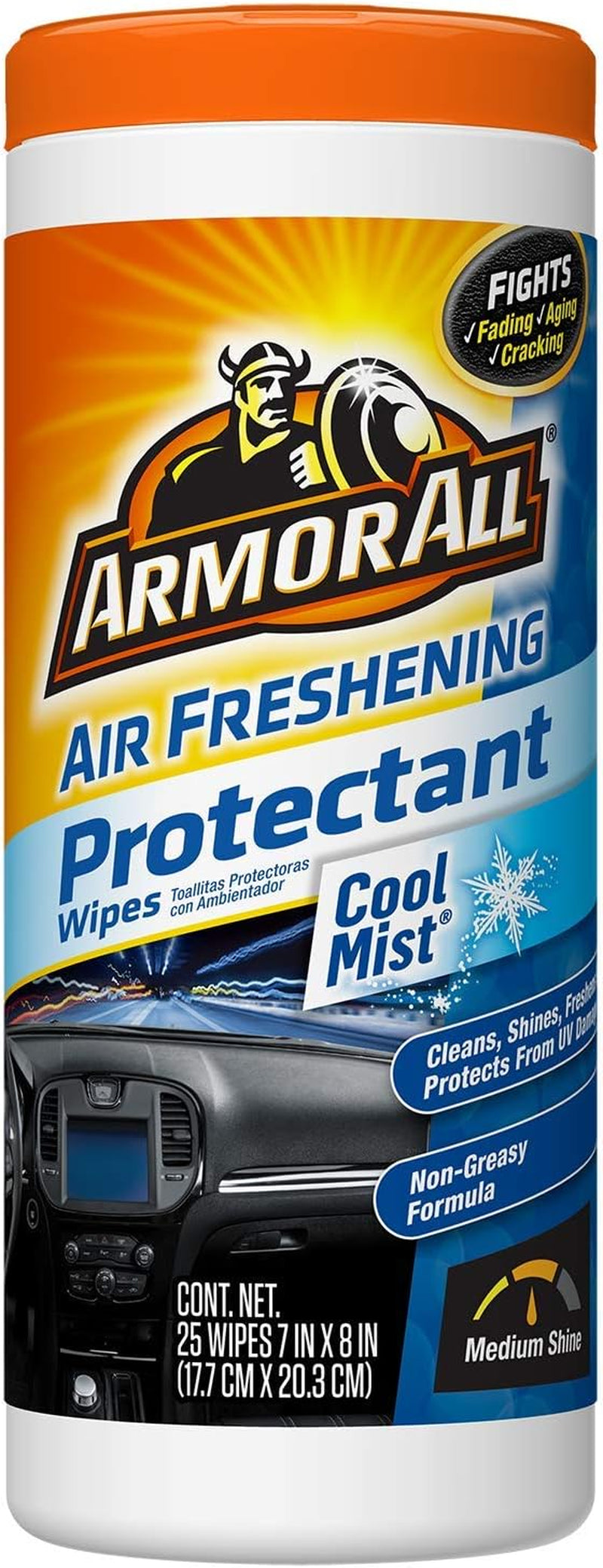 Car Interior Cleaner Wipes , Car Cleaning Wipes with Orange Cleans Dirt and Dust in Cars, Trucks and Motorcycles, 25 Count
