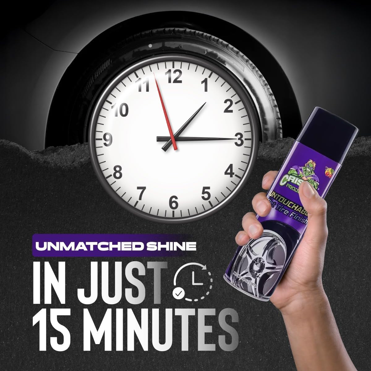 CRI-107-C Tire Shine Untouchable Tire Premuim Dressing Aerosol Gloss Spray for Car Tires, 13 Fl. Oz.