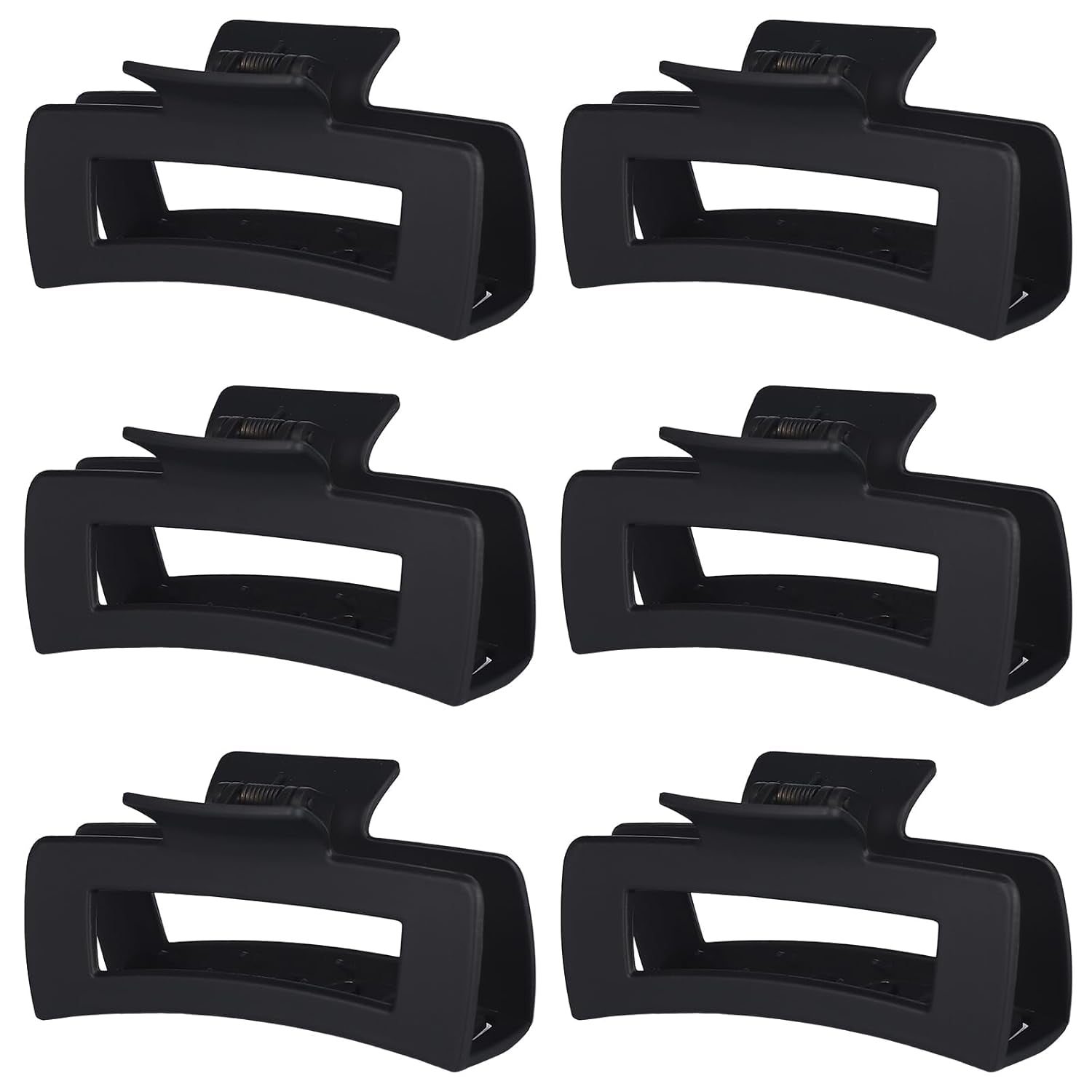 4 Inch Big Hair Claw Clips - 6 Pcs Large for Thick Hair, Square and Rectangle, Banana Jaw Clips, Hair Accessories for Women and Girls - Dopamine