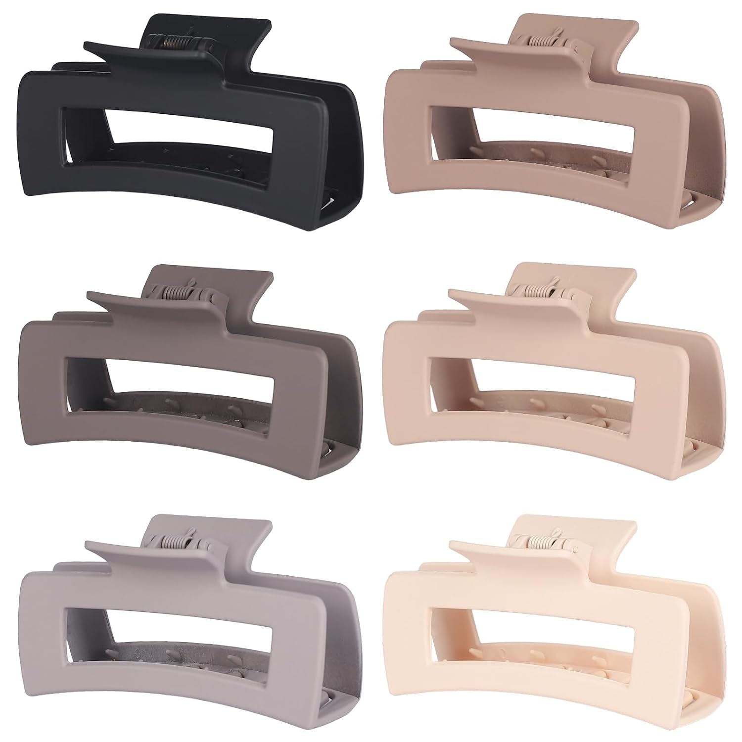 4 Inch Big Hair Claw Clips - 6 Pcs Large for Thick Hair, Square and Rectangle, Banana Jaw Clips, Hair Accessories for Women and Girls - Dopamine