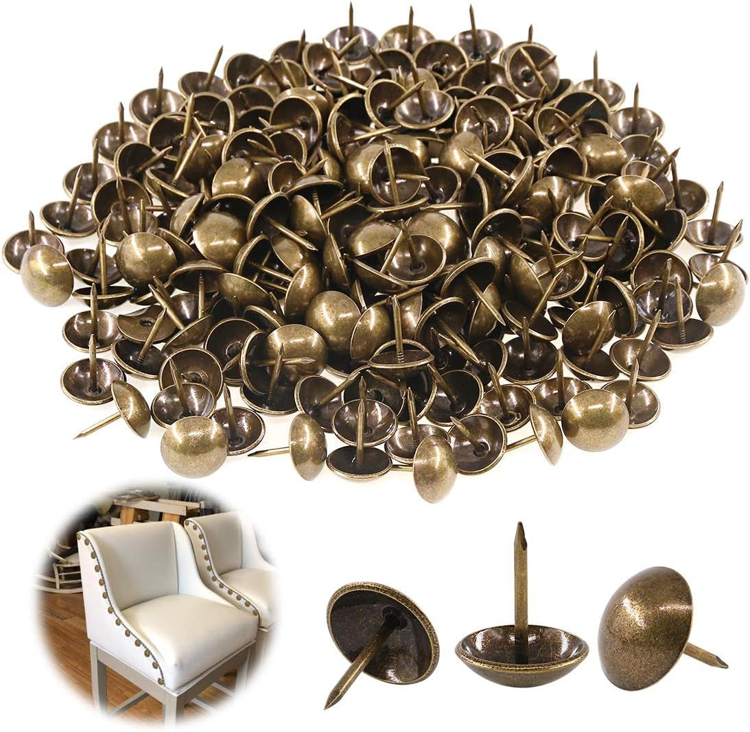 300Pcs [ 7/16" in Diameter] Antique Upholstery Tacks Furniture Nails Pins Kit for Upholstered Furniture Cork Board or DIY Projects - Bronze