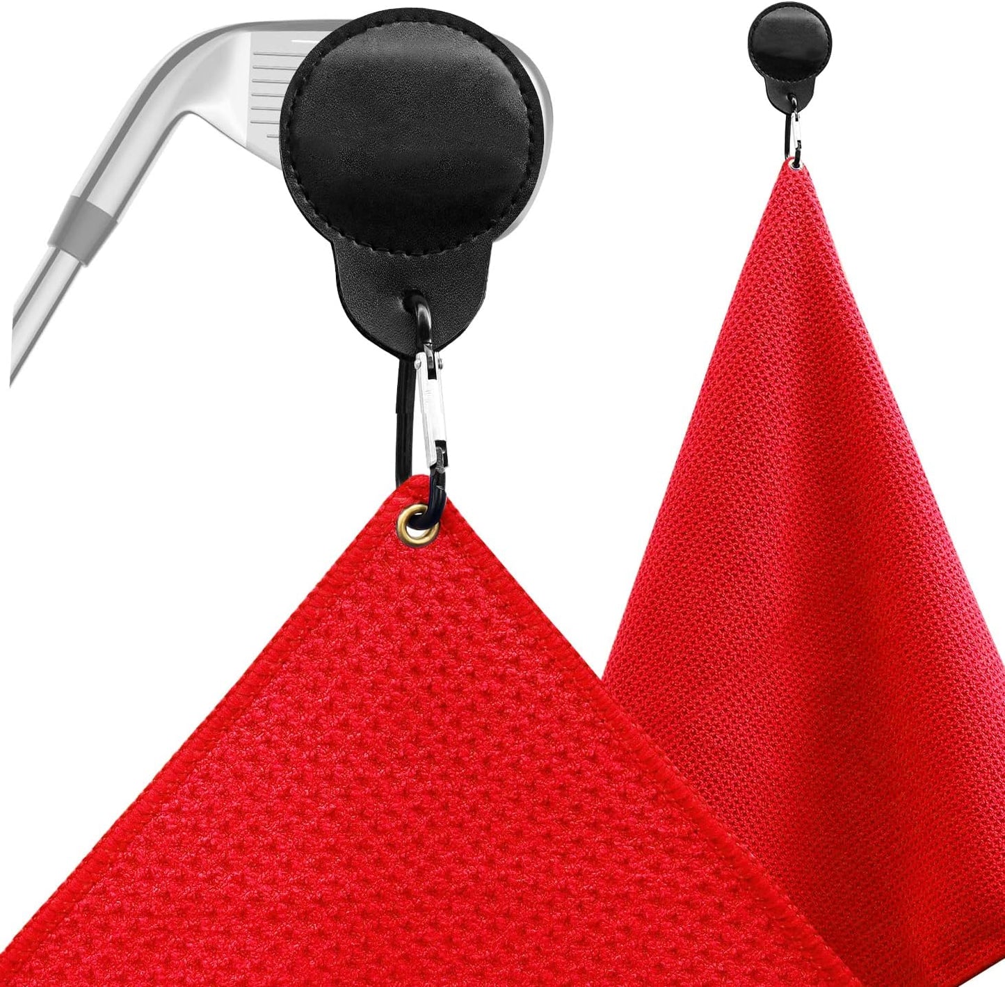 Magnetic Towel, Magnetic Clip for Golf Towel, Microfiber Fabric Waffle Pattern Towels Industrial Strength Magnet for Strong Hold to Golf Carts or Clubs (1, Black 27 * 20)