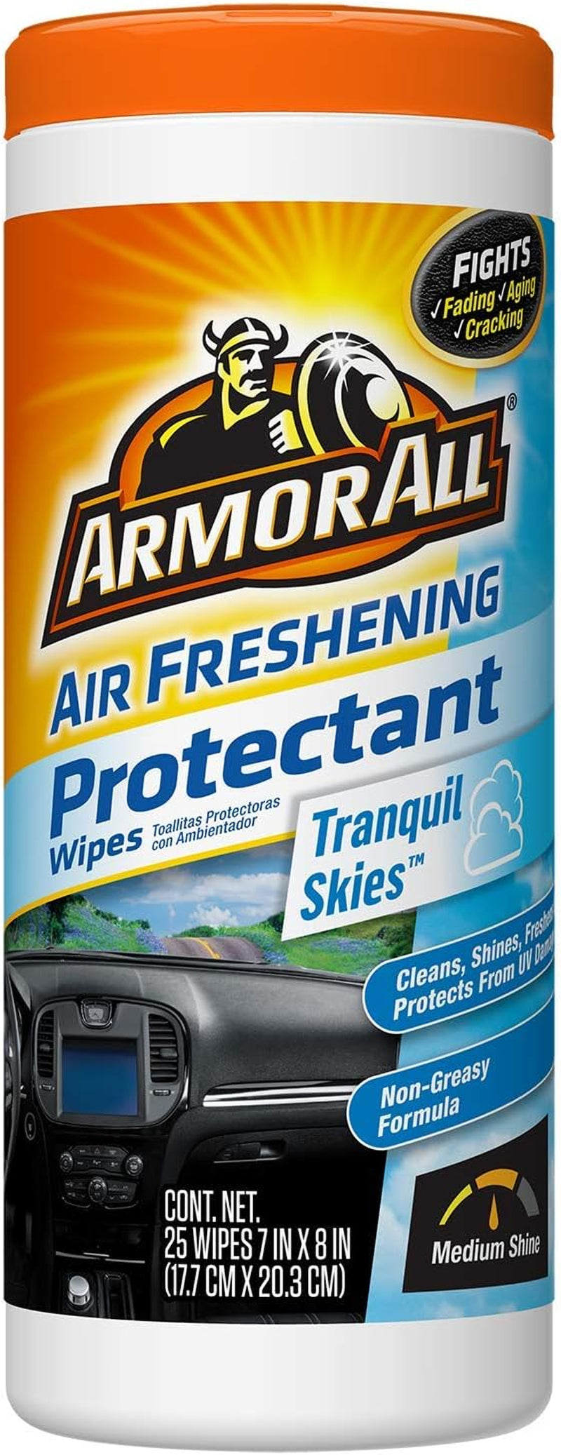 Car Interior Cleaner Wipes , Car Cleaning Wipes with Orange Cleans Dirt and Dust in Cars, Trucks and Motorcycles, 25 Count