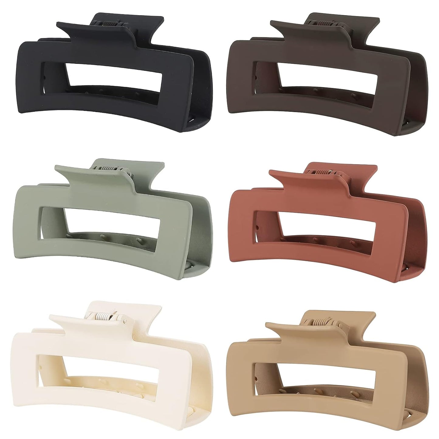 4 Inch Big Hair Claw Clips - 6 Pcs Large for Thick Hair, Square and Rectangle, Banana Jaw Clips, Hair Accessories for Women and Girls - Dopamine