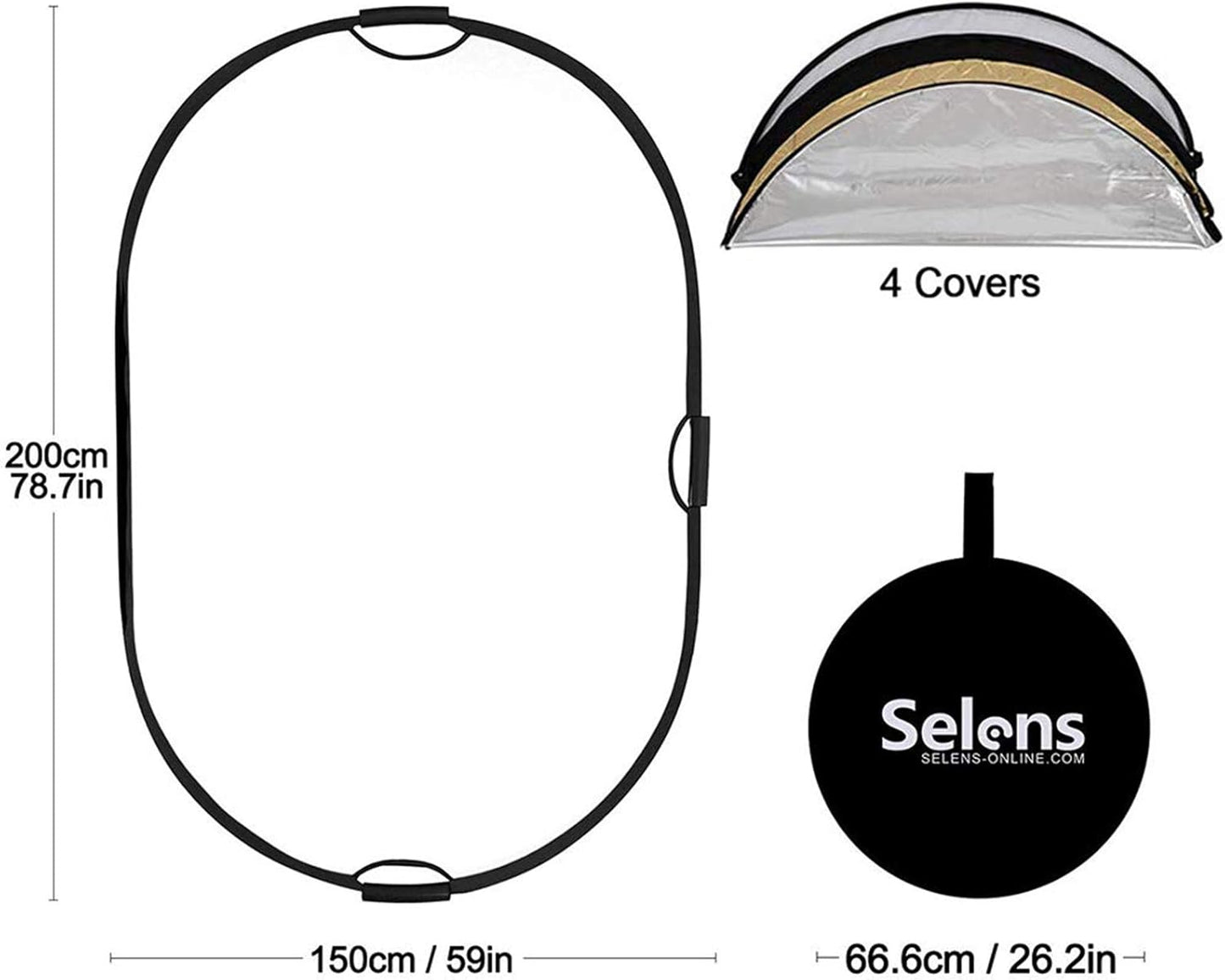 5-In-1 Oval Reflector with Handle for Photography Photo Studio Lighting & Outdoor Lighting (59 X 78 Inch)
