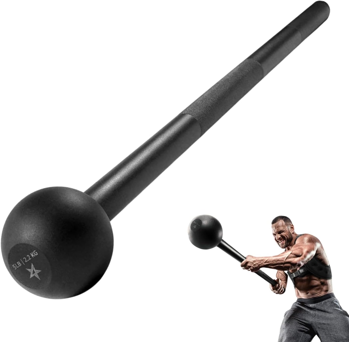 Steel Mace Bell for Strength Training - Support Full Body, Muscles, Shoulder, Grips & Forearms Workouts to Rehabilitation, Stretching 5, 7, 10, 15, 20, 25, 30Lb for Woman & Man