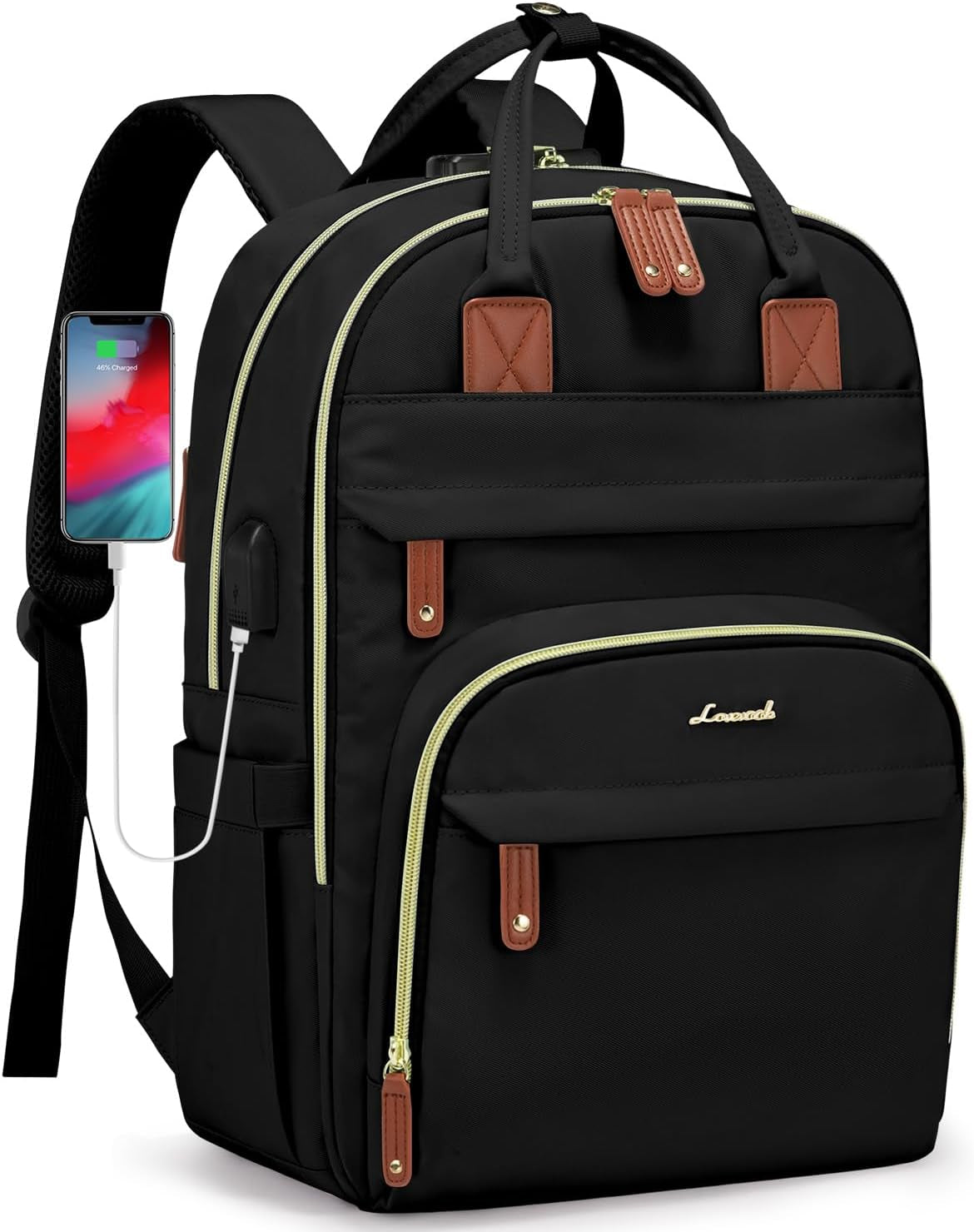 Laptop Backpack for Women & Men, Unisex Travel Anti-Theft Work Bag, Business Computer College Backpacks Purse, Casual Hiking Outdoor Carry on Daypack with Lock, Fits 15.6 Inch Laptop, Grey