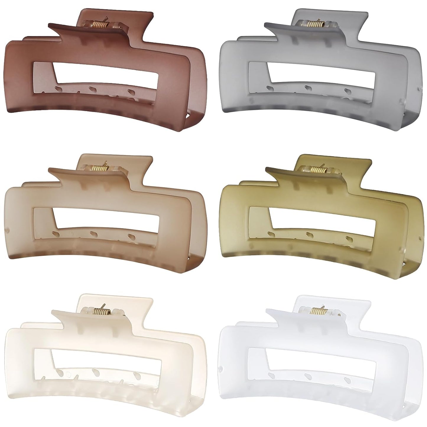 4 Inch Big Hair Claw Clips - 6 Pcs Large for Thick Hair, Square and Rectangle, Banana Jaw Clips, Hair Accessories for Women and Girls - Dopamine