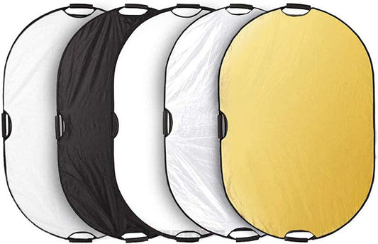 5-In-1 Oval Reflector with Handle for Photography Photo Studio Lighting & Outdoor Lighting (59 X 78 Inch)