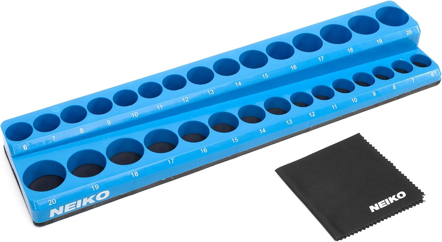 03968A Socket Holder and Socket Organizer Tray for Toolboxes with Lightweight and Heavy-Duty Socket Rails, 1/4-Inch, 3/8-Inch, and 1/2-Inch Drives, 3-Piece Socket Storage Set