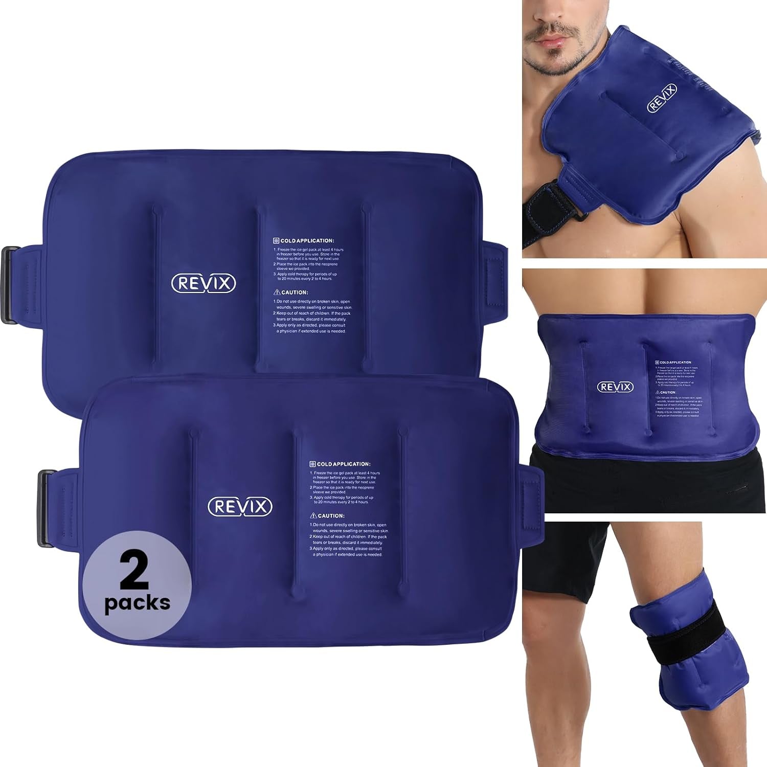 Ice Pack for Injuries Reusable Gel for Lower Back, Cold Packs for Back Shoulder, Elbow, Hip, Leg, Wrap around Entire Knee, Soft Cold Compress,16 × 9" Navy