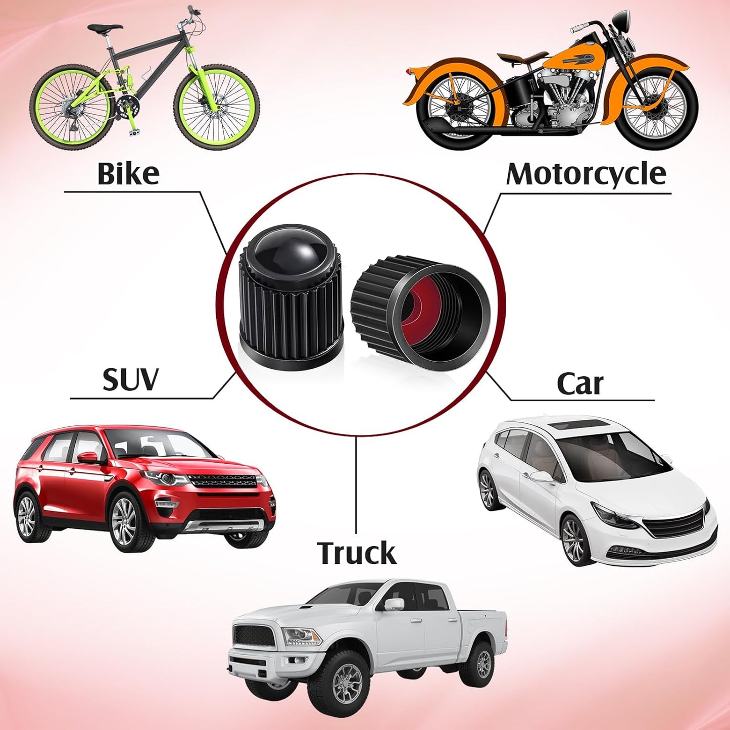 20 Pcs Tire Valve Stem Caps Car Tire Caps Plastic Universal Black Valve Stem Covers for Bike Bicycle Cars SUV Trucks Motorcycles