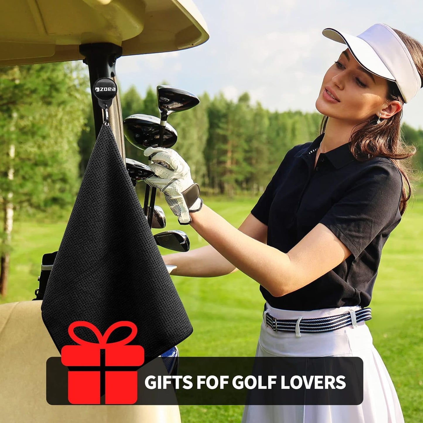 Magnetic Towel, Magnetic Clip for Golf Towel, Microfiber Fabric Waffle Pattern Towels Industrial Strength Magnet for Strong Hold to Golf Carts or Clubs (1, Black 27 * 20)