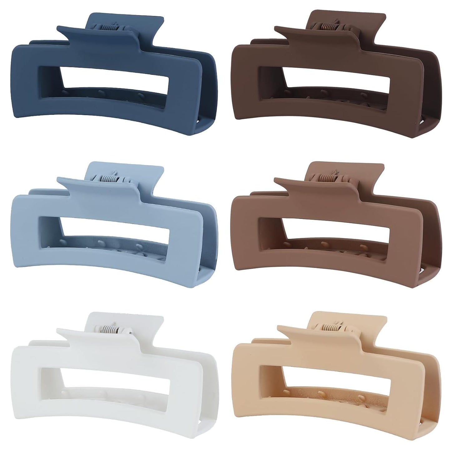 4 Inch Big Hair Claw Clips - 6 Pcs Large for Thick Hair, Square and Rectangle, Banana Jaw Clips, Hair Accessories for Women and Girls - Dopamine