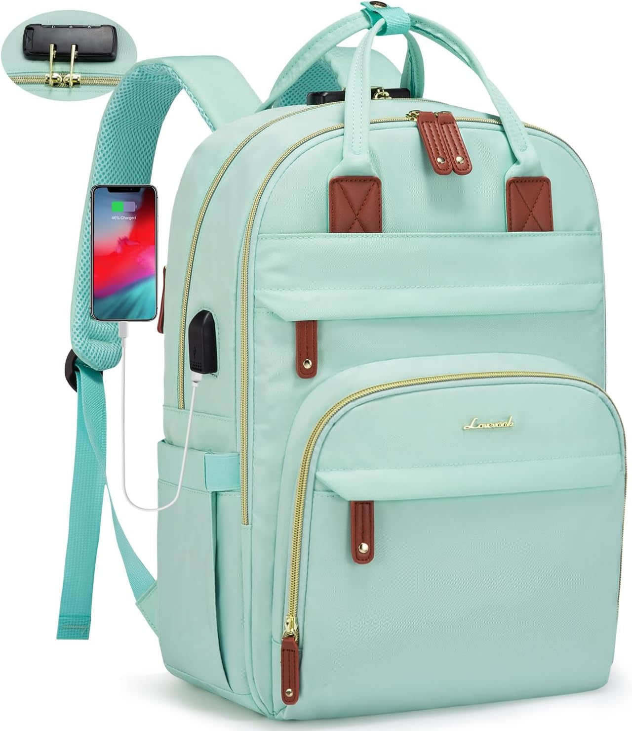 Laptop Backpack for Women & Men, Unisex Travel Anti-Theft Work Bag, Business Computer College Backpacks Purse, Casual Hiking Outdoor Carry on Daypack with Lock, Fits 15.6 Inch Laptop, Grey