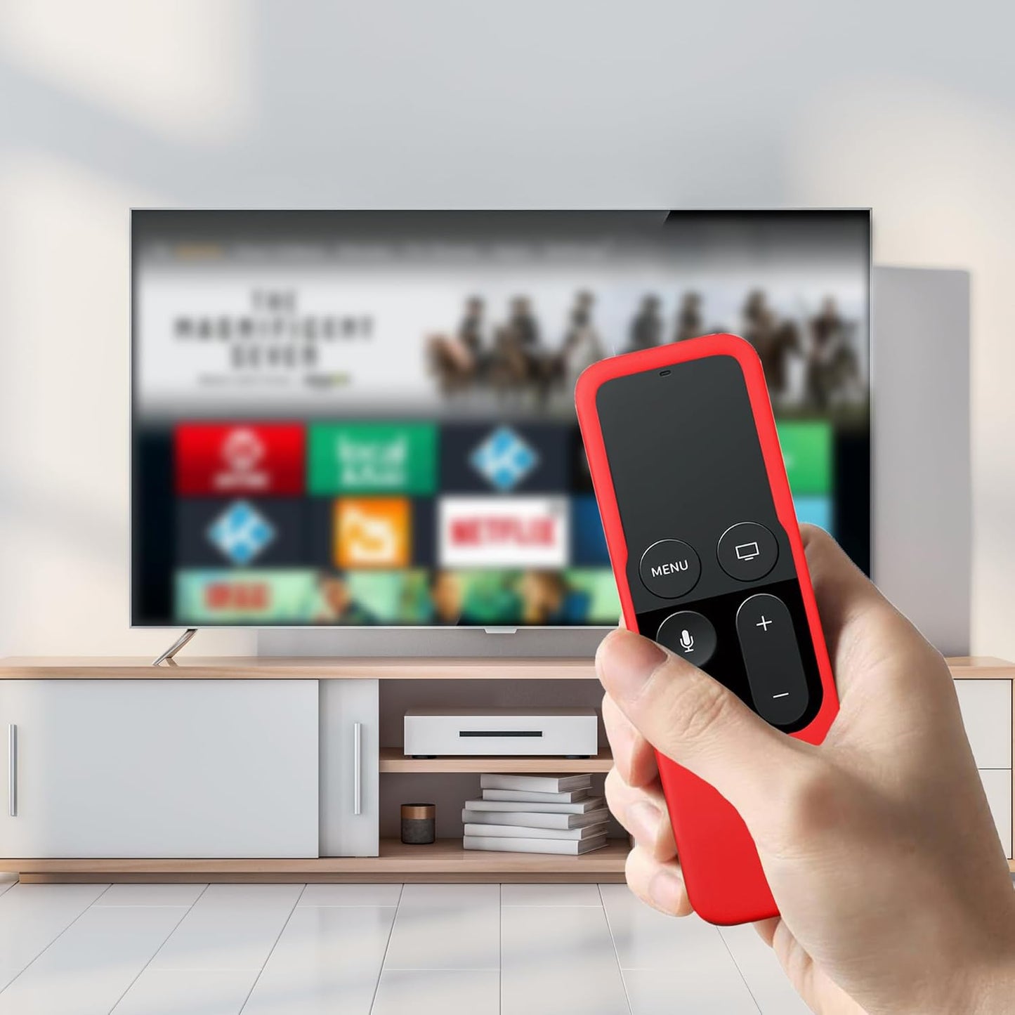 Silicone Case Compatible with Apple TV 4K/HD Siri Remote (1St Gen) - Anti-Slip Shock Proof Soft Remote Cover Case Compatible with Apple TV 4K 5Th 4Th Gen Siri Remote Controller - Red