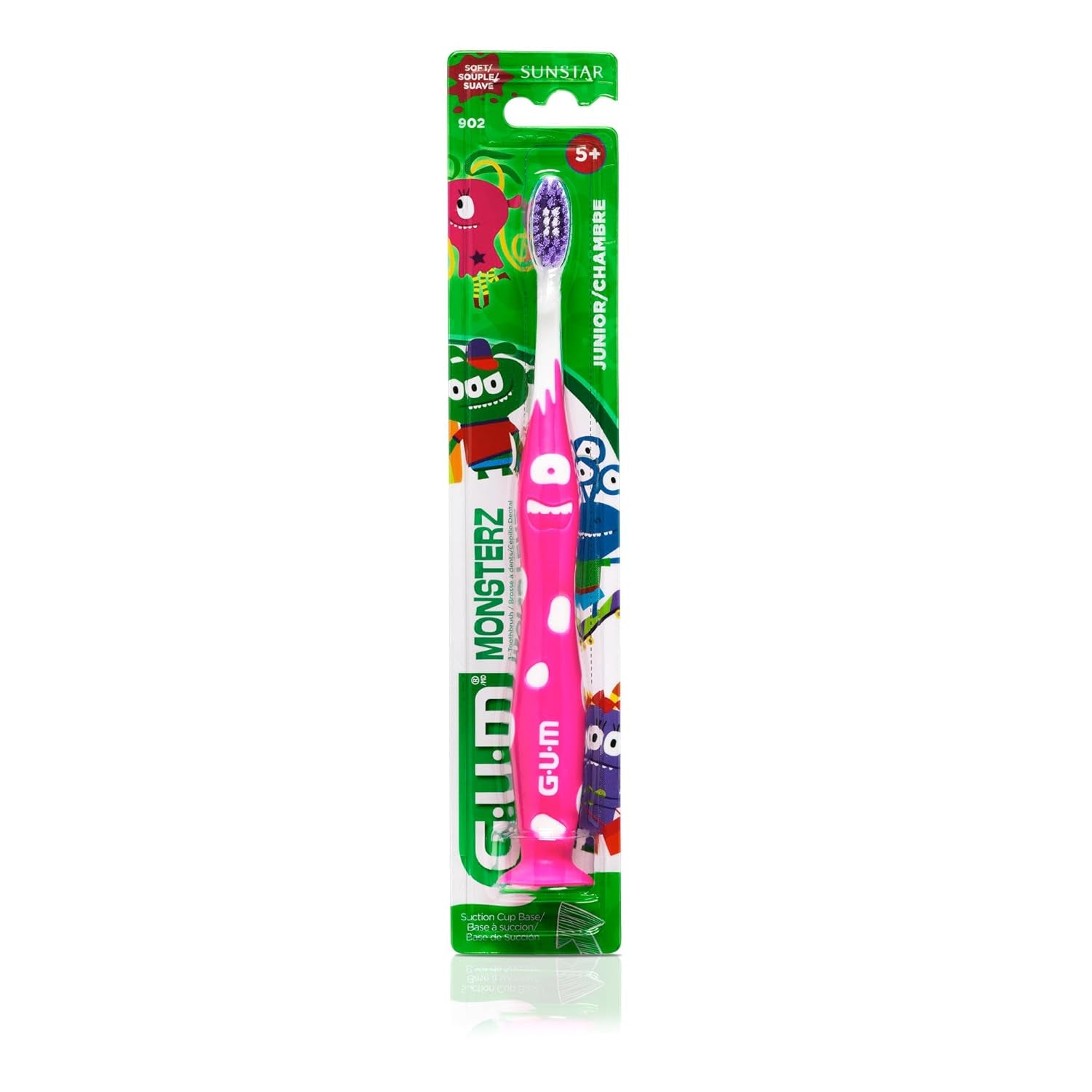 Monsterz Jr Kids’ Toothbrush, Soft Bristled Children’S Toothbrush with Suction Cup, for Ages 5+, 1 Count(Pack of 6)