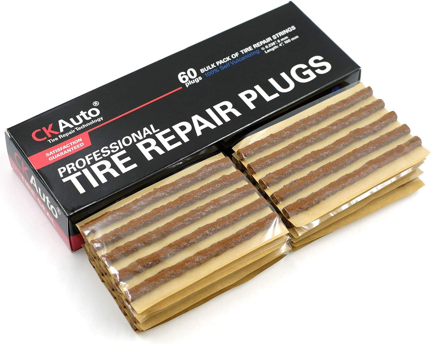 60Pcs 4" Black Tire Repair Strings, Automotive Tool Tire Repair Plugs for Tubeless Off-Road Tires Car, Bike, ATV, UTV, Wheelbarrow, Mower