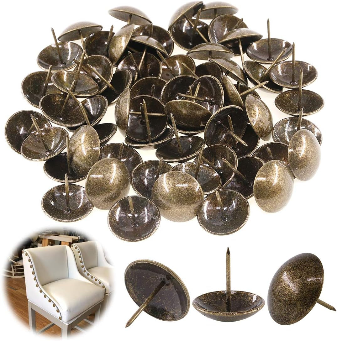 300Pcs [ 7/16" in Diameter] Antique Upholstery Tacks Furniture Nails Pins Kit for Upholstered Furniture Cork Board or DIY Projects - Bronze