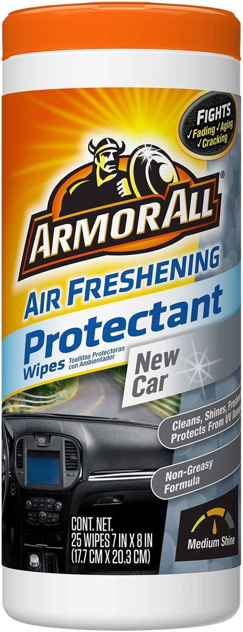 Car Interior Cleaner Wipes , Car Cleaning Wipes with Orange Cleans Dirt and Dust in Cars, Trucks and Motorcycles, 25 Count