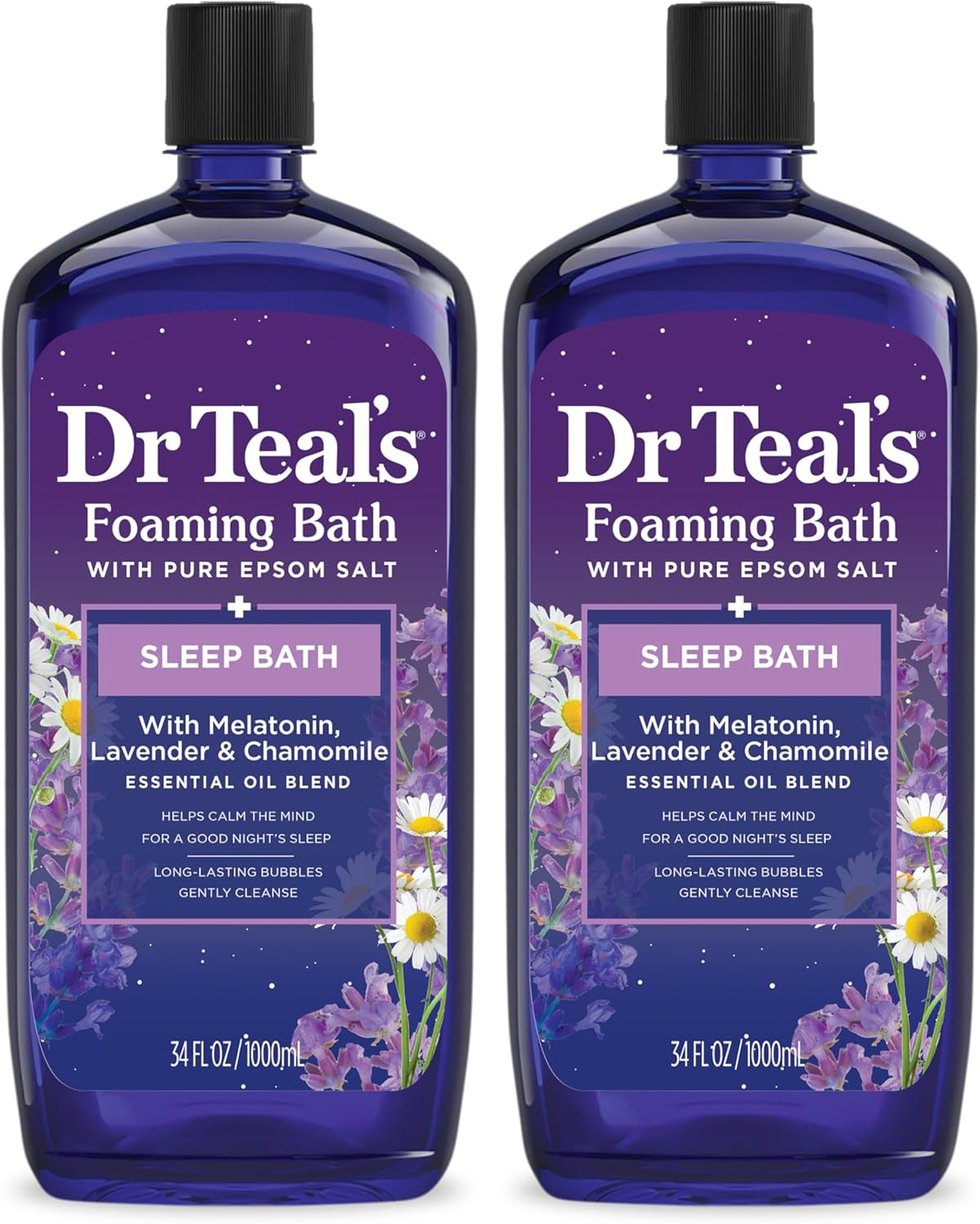 Foaming Bath with Pure Epsom Salt, Soothe & Sleep with Lavender, 34 Fl Oz (Pack of 2)