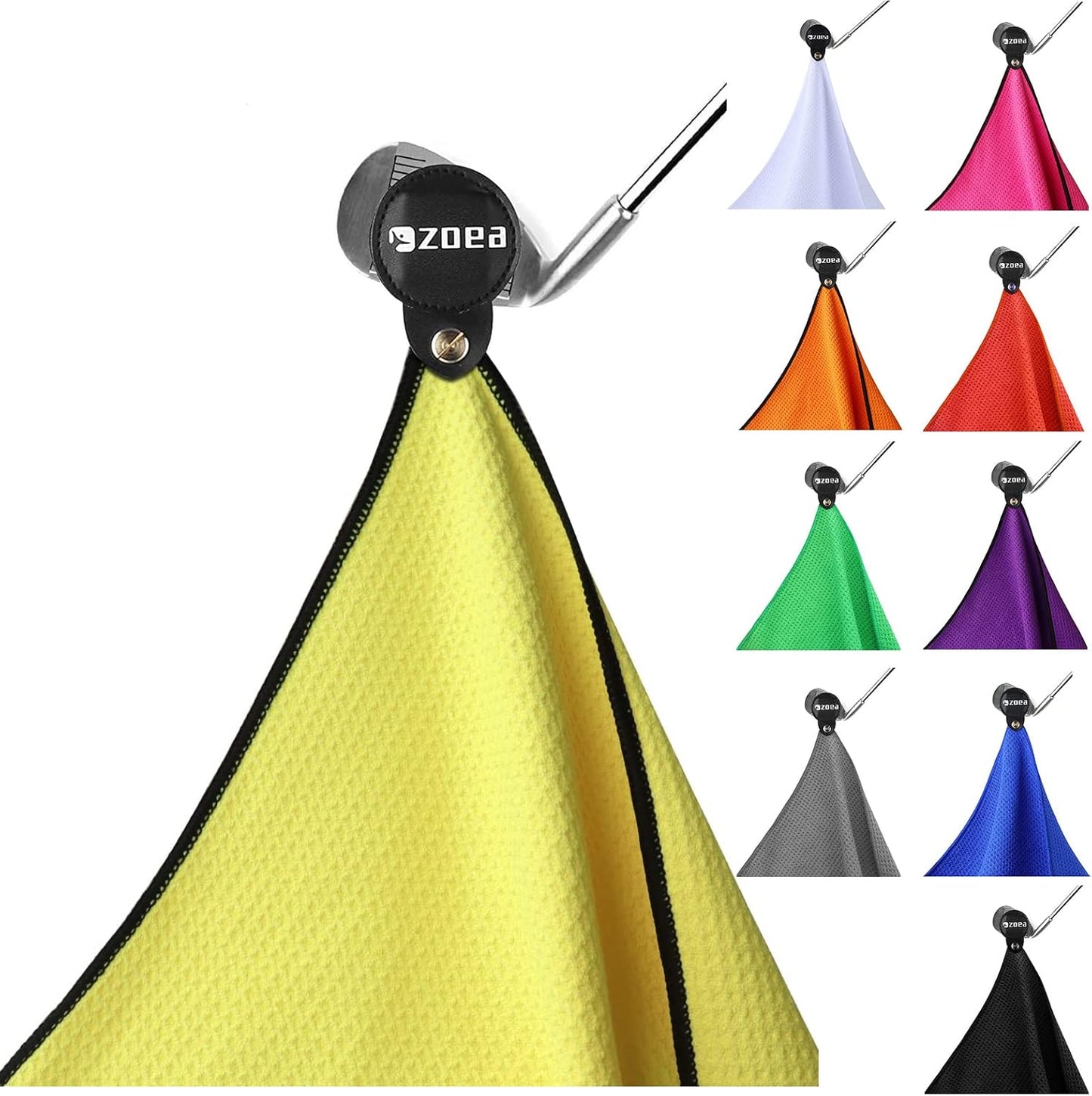 Magnetic Towel, Magnetic Clip for Golf Towel, Microfiber Fabric Waffle Pattern Towels Industrial Strength Magnet for Strong Hold to Golf Carts or Clubs (1, Black 27 * 20)